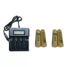 Kit 4 Baterias 15800mah 18650 C Chip E Carregador Lcd 
