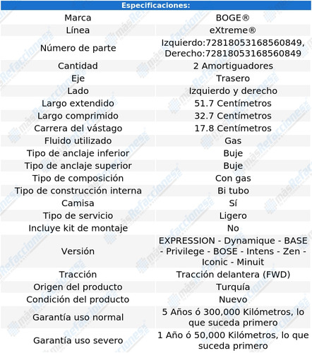 Par Amortiguadores Gas Tras Koleos L4 2.5l 09 Al 21 Boge Foto 2