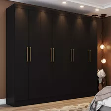 Guarda Roupa Casal 8 Portas 4 Gavetas Cancun Casa 812 Cor Preto Hp