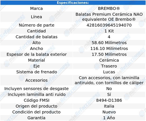 Balatas Brembo Trasera P85099n Audi Q5 2009-2013 Foto 3