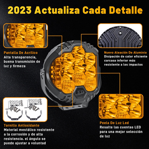 Faros Redondos Led De 90w 7in Pod Spotlight Auto Amarillo Foto 8