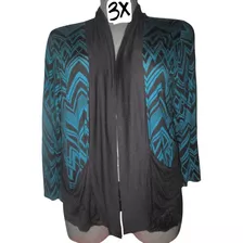 Cardigan Azul Acero Y Negro Talla 3x (42/44) Daring Girl