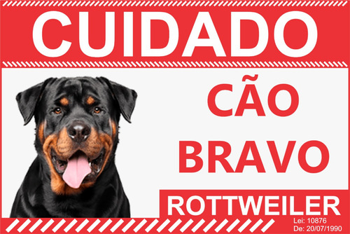 Cuidado Cão Bravo Rottweiler Placa De Advertência