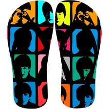 Chinelo Sandalia Personalizada Rock Beatles 1 Preto Fc