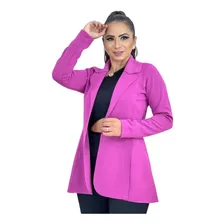 Max Blazer Feminino Sobretudo Acinturado Longo Neoprene Luxo