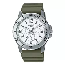 Reloj Casio Sports Mtp-vd300-3b Hombre Ts Color De La Correa Verde Color Del Bisel Plateado Color Del Fondo Blanco