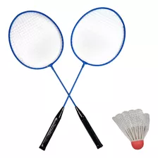 Kit Badminton 5 Peças 2 Raquetes 2 Petecas 1 Bolsa Esporte