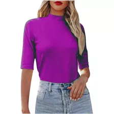 Blusa De Manga Corta Con Cuello Redondo Y Cuello Redondo Par