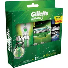 Kit Gillette Mach3 Aparelho Sensitive+2cargas+gel De Barbear Talle Sensitive