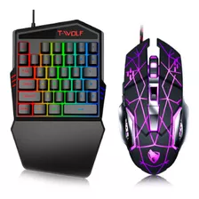 Combo Mini Teclado Y Mouse Gamer Cableado Rgb T-wolf Tf900 Color Del Teclado Negro