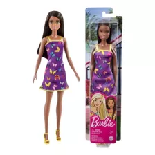 Boneca Barbie Fashion Negra Vestido Roxo Hbv07