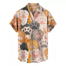 Camisa Camiseta Casual Hombre Estampado Gato