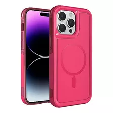 Funda Para iPhone 15 Pro Max Magsafe Rosa/carmesí