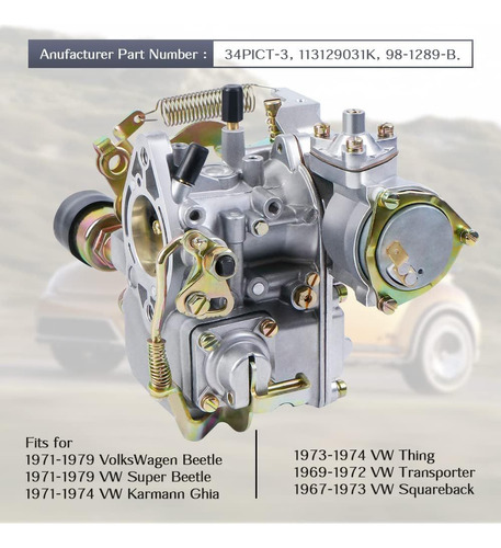 Carburador Para Volkswagen Beetle Y Super Beetle 1971-1979 Foto 5