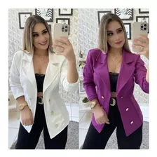 Blazer Feminino Acinturado Botões Social Moda Roupa Feminina