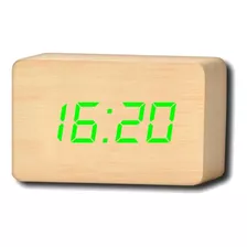 Reloj De Mesa Despertador Digital Mas Accesorios Reloj Digital Madera Color Madera/verde 