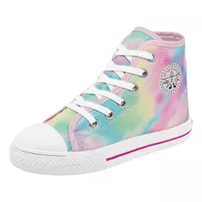 Tenis Casuales Niña Lona Bota Cintas Tie Dye Tall 14-21 (10)