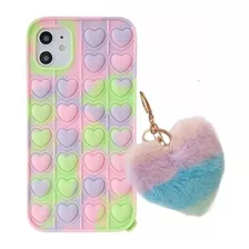 Funda Case Generica Para iPhone Silicona Pop It Con Llavero