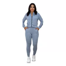 Conjunto De Frio Feminino Zíper Moletinho Básico Soltinho