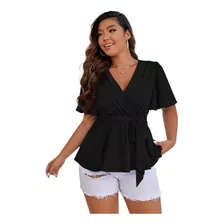 Blusa Cordoba Manga Campana Cinturon Escote Cruzado Curvy