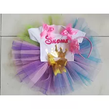 Conjunto Tutu Personalizado Corona Bebe Niña Con Nombre