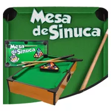 Mesa De Sinuca Bilhar Com Tacos Madeira Infantil - Brinquedo Cor Do Tecido Verde