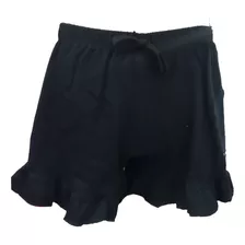 Short De Algodon Peinado Con Volado Lisos Para Niñas