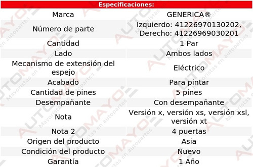 2 Espejos Elect P/pintar C/desemp 5 Pines Forester 09-10 Foto 2