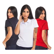 Kit 3 Camisas Polo Femininas Camiseta Gola Atacado Piquet