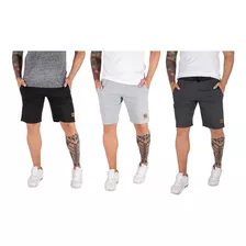 Kit 3 Bermuda Moletom Casual Academia Treino Verão 2020