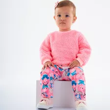 Conjunto Blusão E Calça Legging Infantil Menina Rosa Up Baby