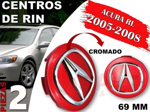 Par De Centros De Rin Acura Rl 2005-2008 69 Mm (rojo) Foto 2