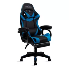 Cadeira Gamer Azul/preto Healer Level Reclina Com Apoio Pés