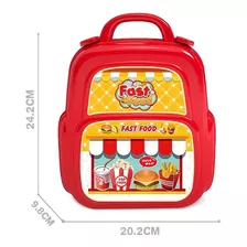 Maleta Fast Food De Brinquedo 3 Em 1 Mochila 29 Peças