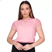 Blusa Feminina Social Com Renda Moda Evangélica