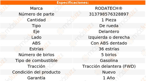 (1) Maza Rueda Del Izq/der C/abs Tt 1.8l 4 Cil Fwd 00/06 Foto 5