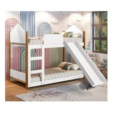 Mini Beliche Infantil Casa Samuel Branco Com Escorregador