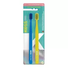 Escova Dental Kess Pro 6580 Extra Macia Azul Amarelo C/ 2 Un
