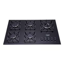 Cooktop A Gás 5 Bocas Preto Mesa De Vidro Dako Bivolt