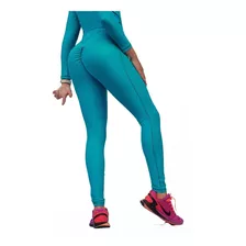 Set Deportivo Leggins Scrunch Bum Con Chamarra Fit Turquesa