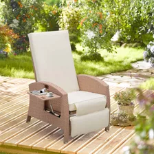 Sillón Reclinable En Mimbre Para Exteriores Ajustable Con