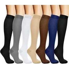 7 Pares Calcetines De Compresión Para Mujer Hombre 20-30mmhg