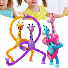 Kit 04 Girafas Pop It Led Neon Estica E Gruda Infantil Luz