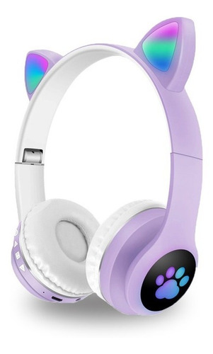 Auriculares Inalambricos Bluetooth Luz Rgb Orejas De Gatito
