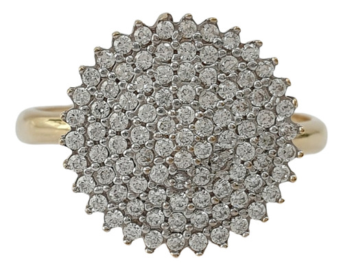 Anel Chuveiro De Ouro Amarelo 18k 750 E Zircônias Amarelo 19