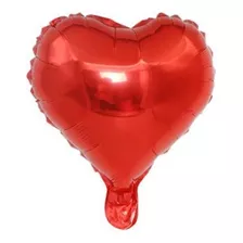 50 Balão Coração Vermelho Metalizado 21cm + 50 Varetas 35cm