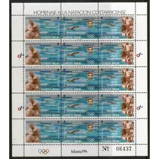 Costa Rica Hojita X 15 Sellos Nadadores Olímpicos Atlanta 96