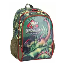 Mochila Fenix Costas Escolar Dinossaurs World Verde