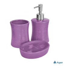 Set De 3 Piezas Baño Cerámica Sun Purple Aspen