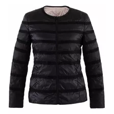 Campera Pluma De Mujer Impermeable Y Reversible 16135